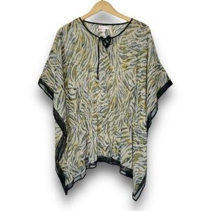 4/$20 JW Style Sheer Cinch Waist Animal Print Swim Coverup XL